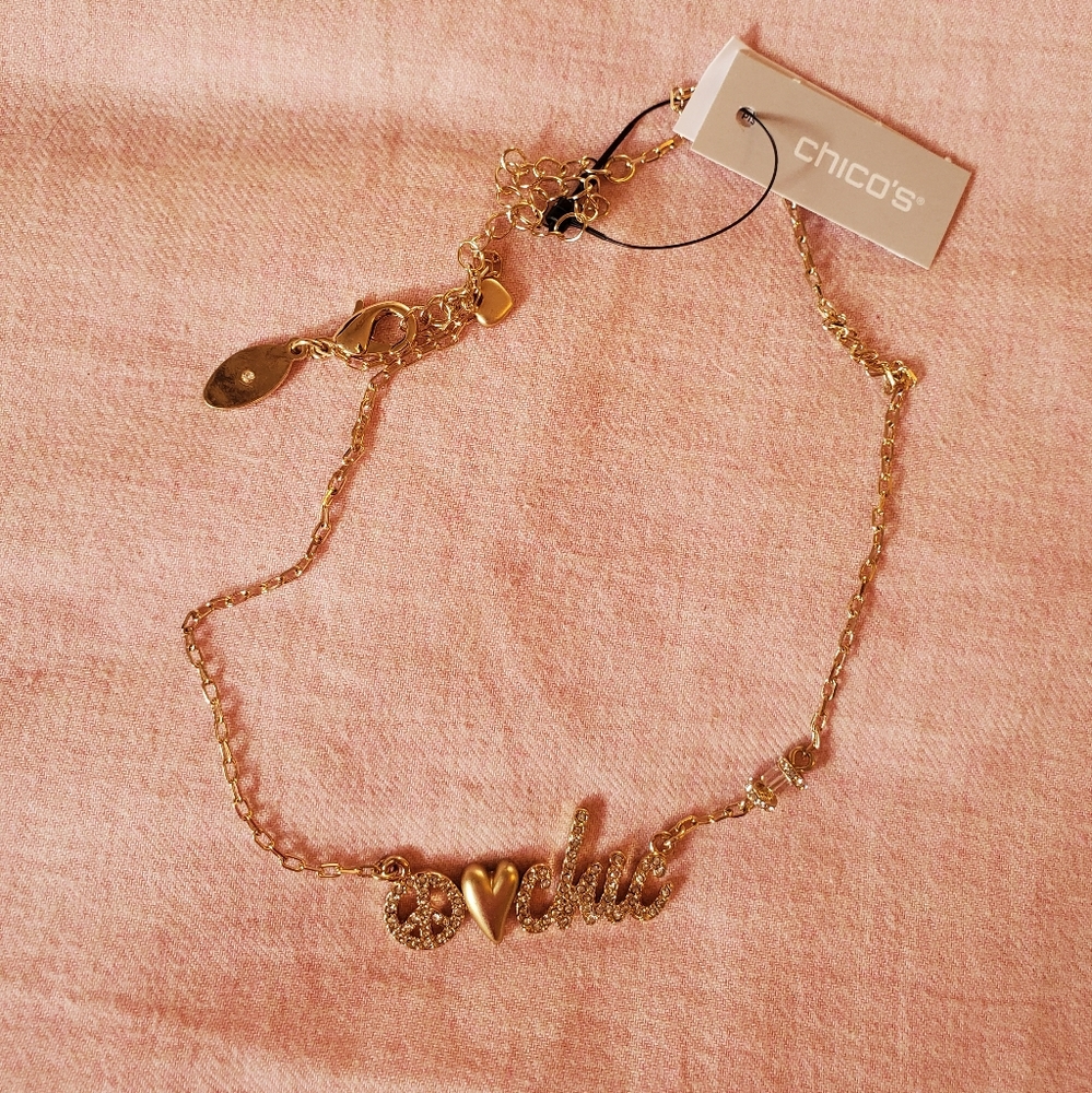 Peace Love Chic Goldtone Necklace